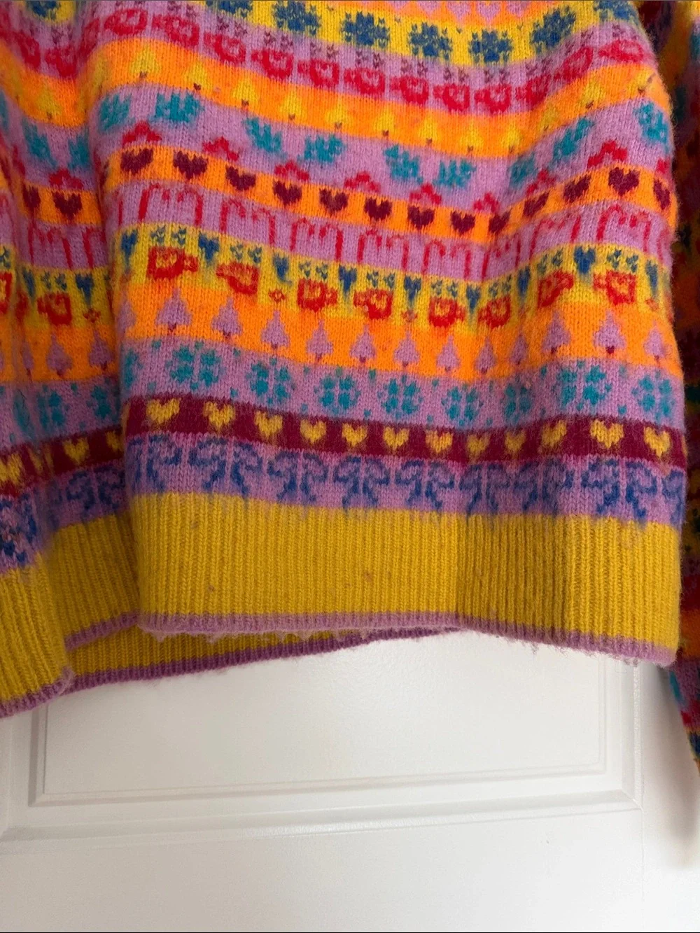 Free People favorite things mixed print wool blend sweater in a small - Picture 7 of 8